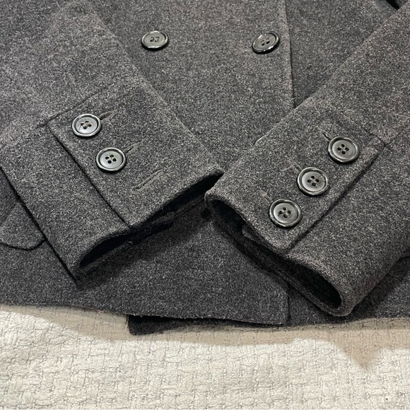 Vintage Y2K Esprit Women's Pea Coat Dark Gray Wool Blend Jacket Button Up Size S - Picture 10 of 16